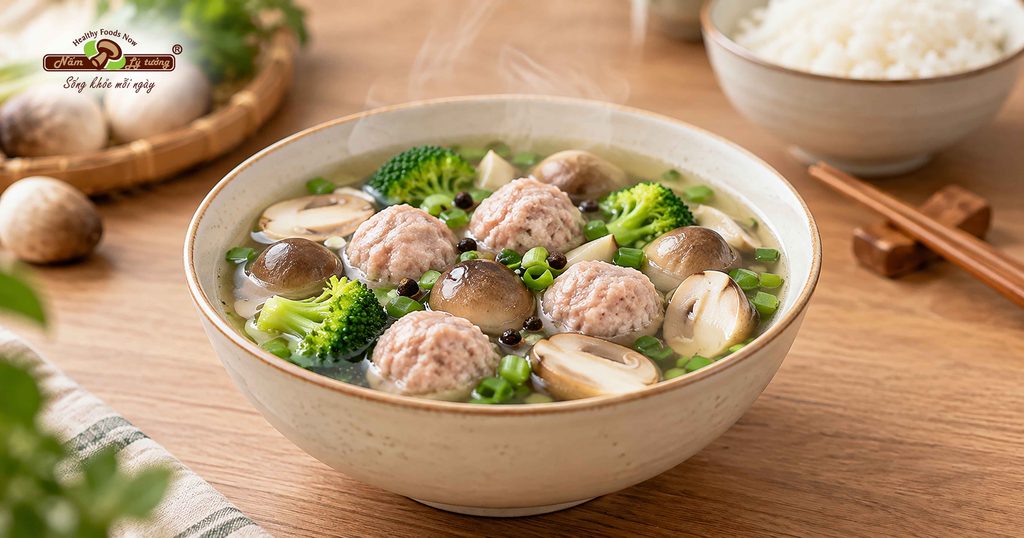 Canh nấm rơm mọc thơm ngon cho bữa cơm gia đình
