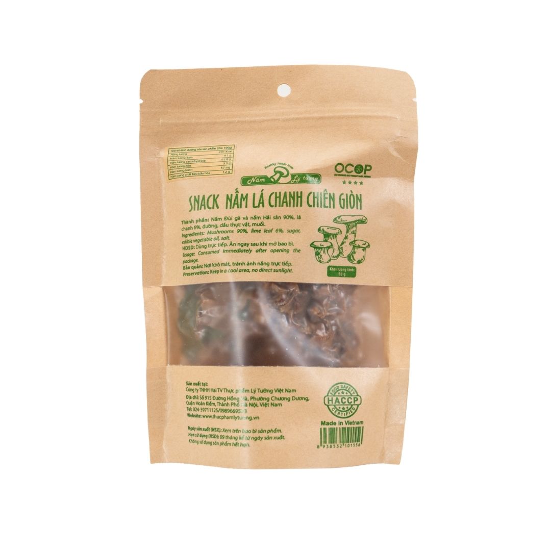 Snack Nấm Lá Chanh Chiên Giòn 50g