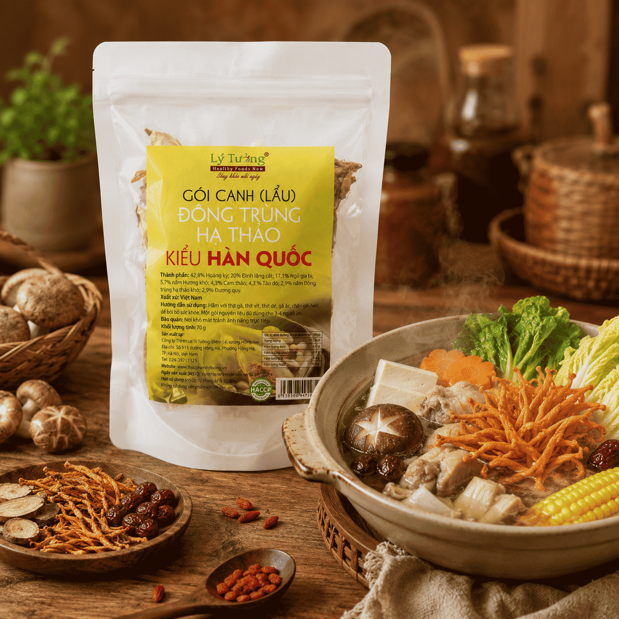 Gói Canh (Lẩu) Đông Trùng Hạ Thảo Kiểu Hàn Quốc 70g - Ảnh 2