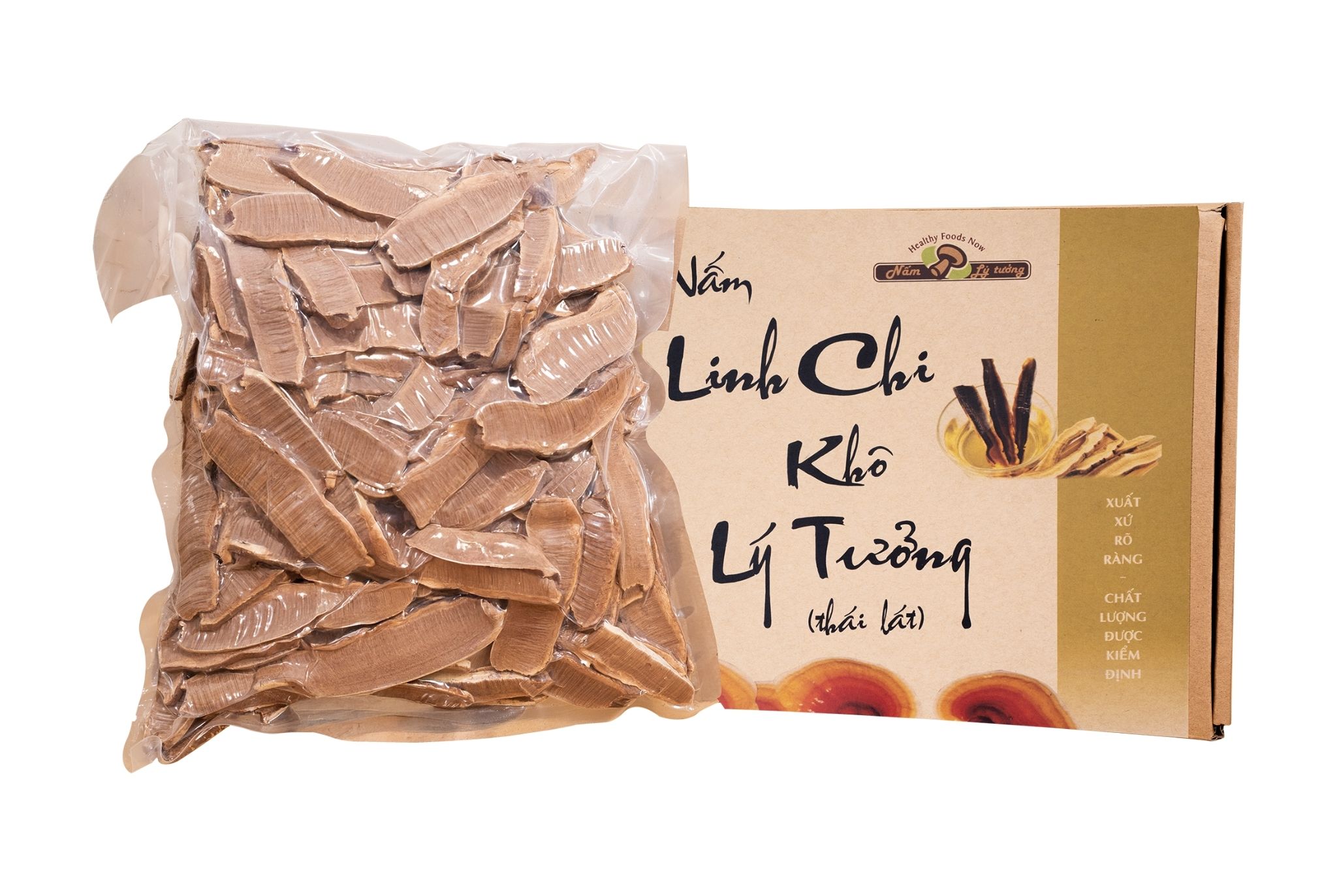 Nấm Linh Chi Khô Thái Lát Lý Tưởng, Hộp 200g