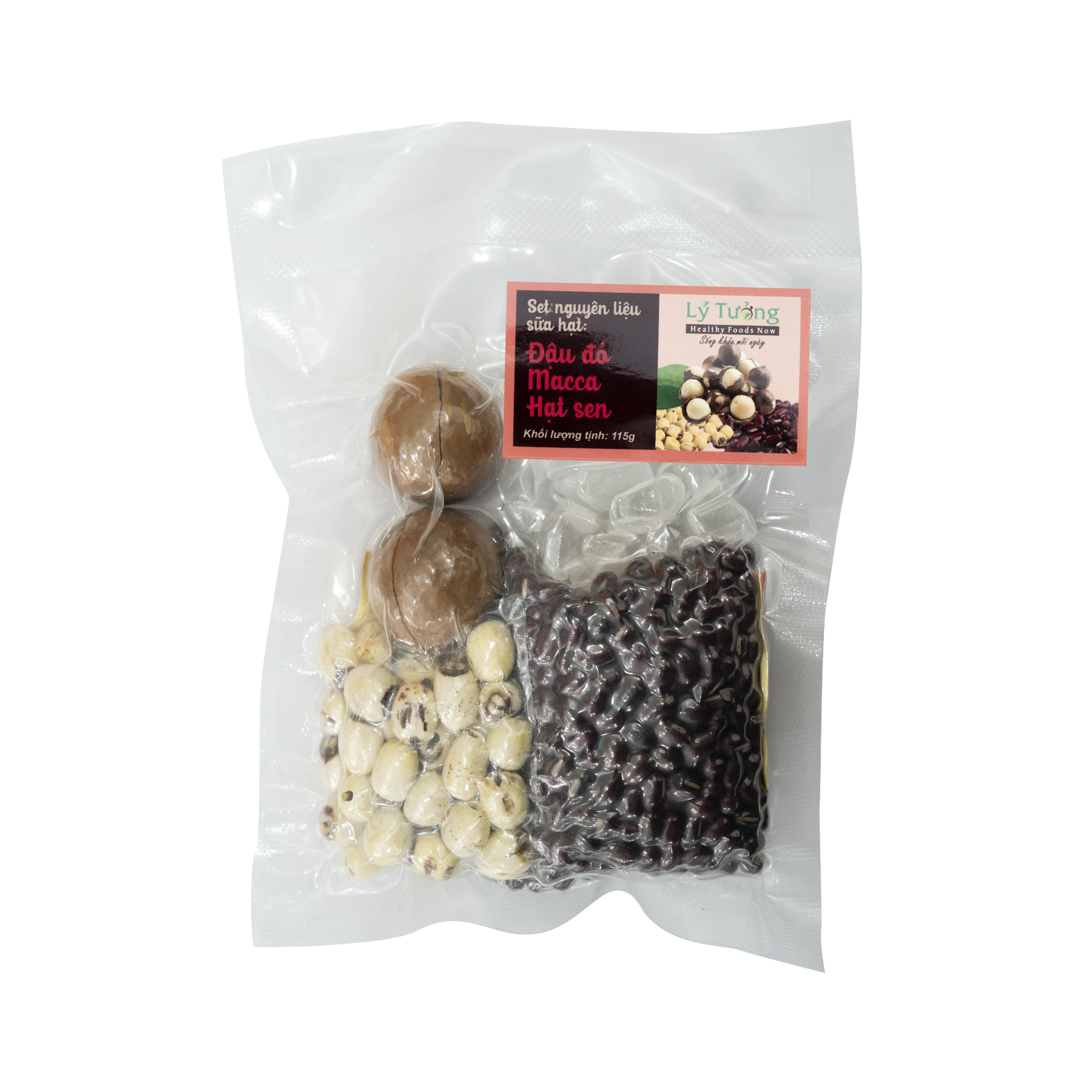 Set Nguyên Liệu Sữa Hạt: Đậu Đỏ - Macca - Hạt Sen 115g