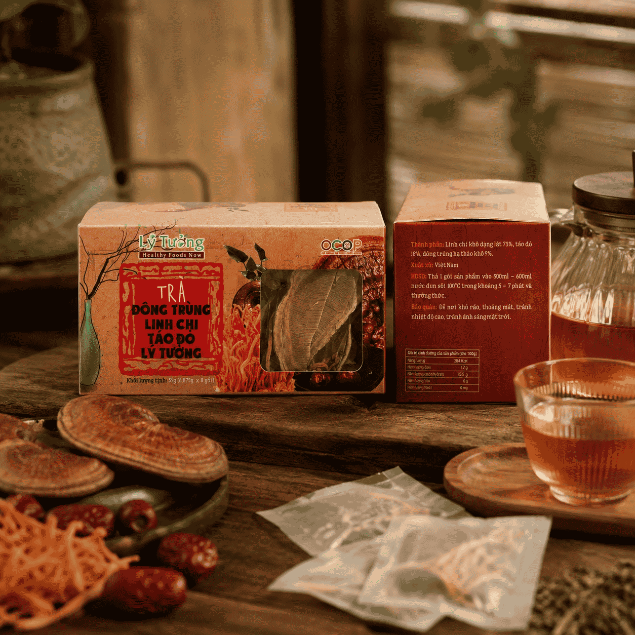 Trà Đông Trùng Linh Chi Táo Đỏ Lý Tưởng 55g - Ảnh 5