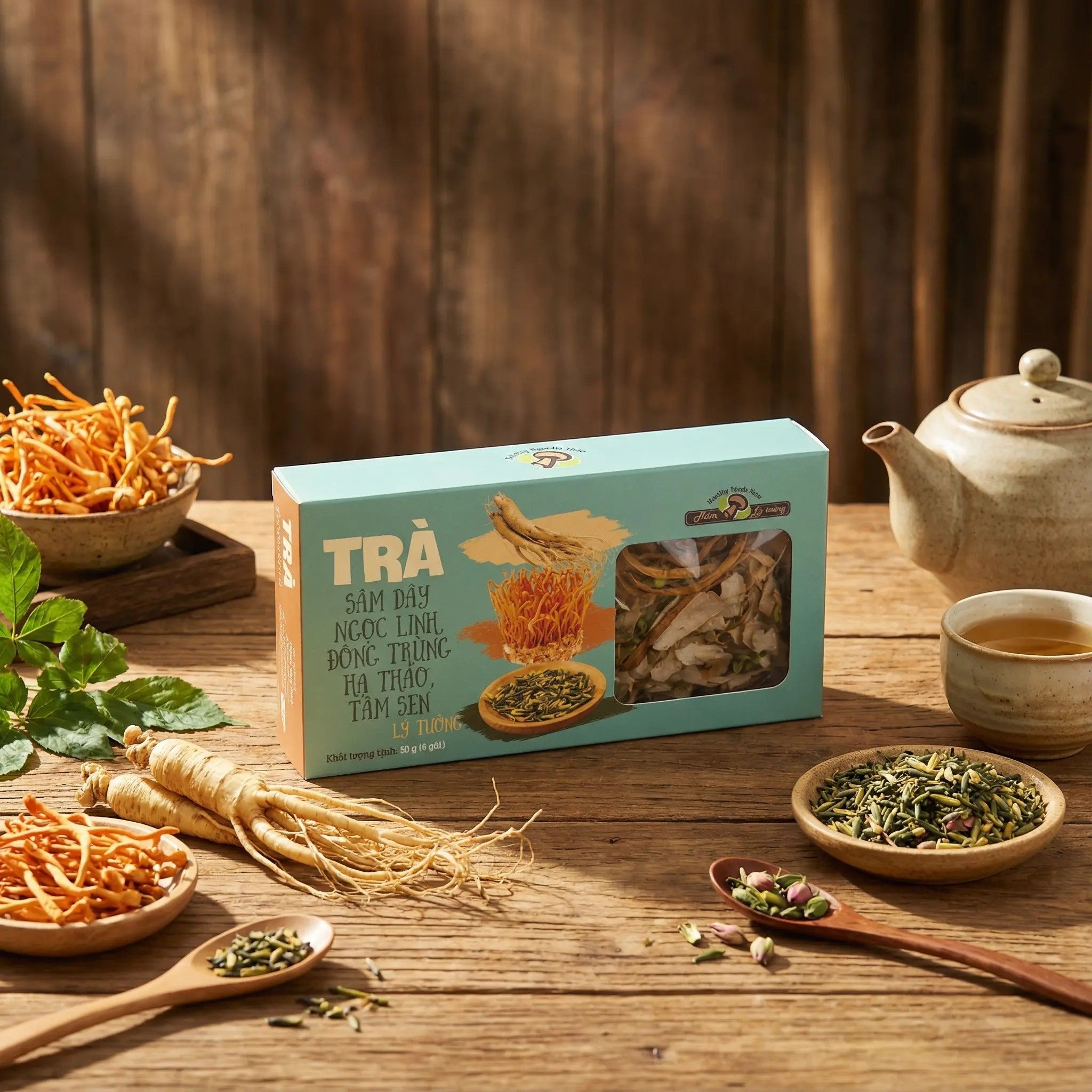 Trà Sâm Dây Ngọc Linh, Đông Trùng Hạ Thảo, Tâm Sen Lý Tưởng 55g - Ảnh 6