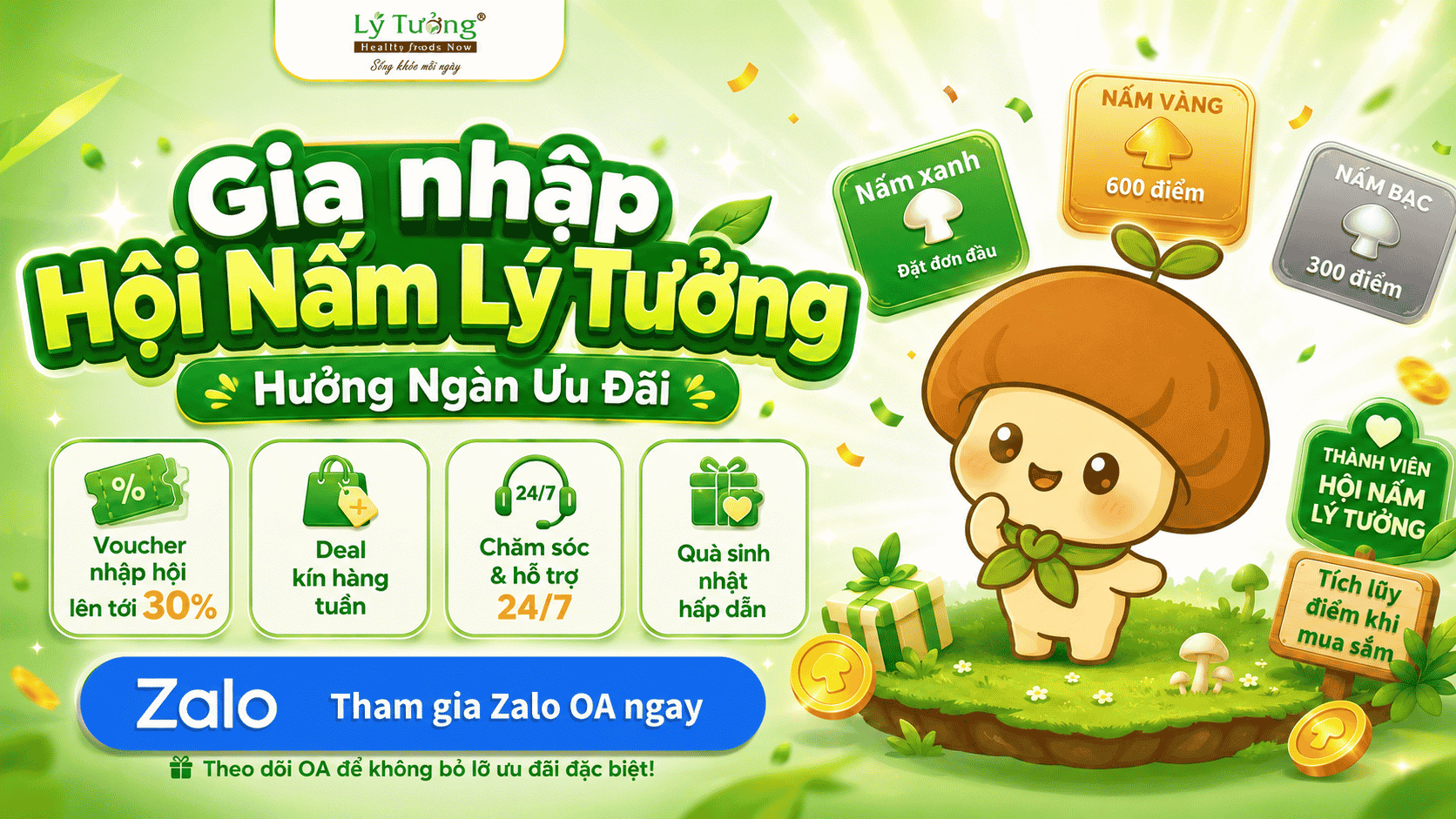 Gia nhập hội nấm lý tưởng, hưởng ngàn ưu đãi